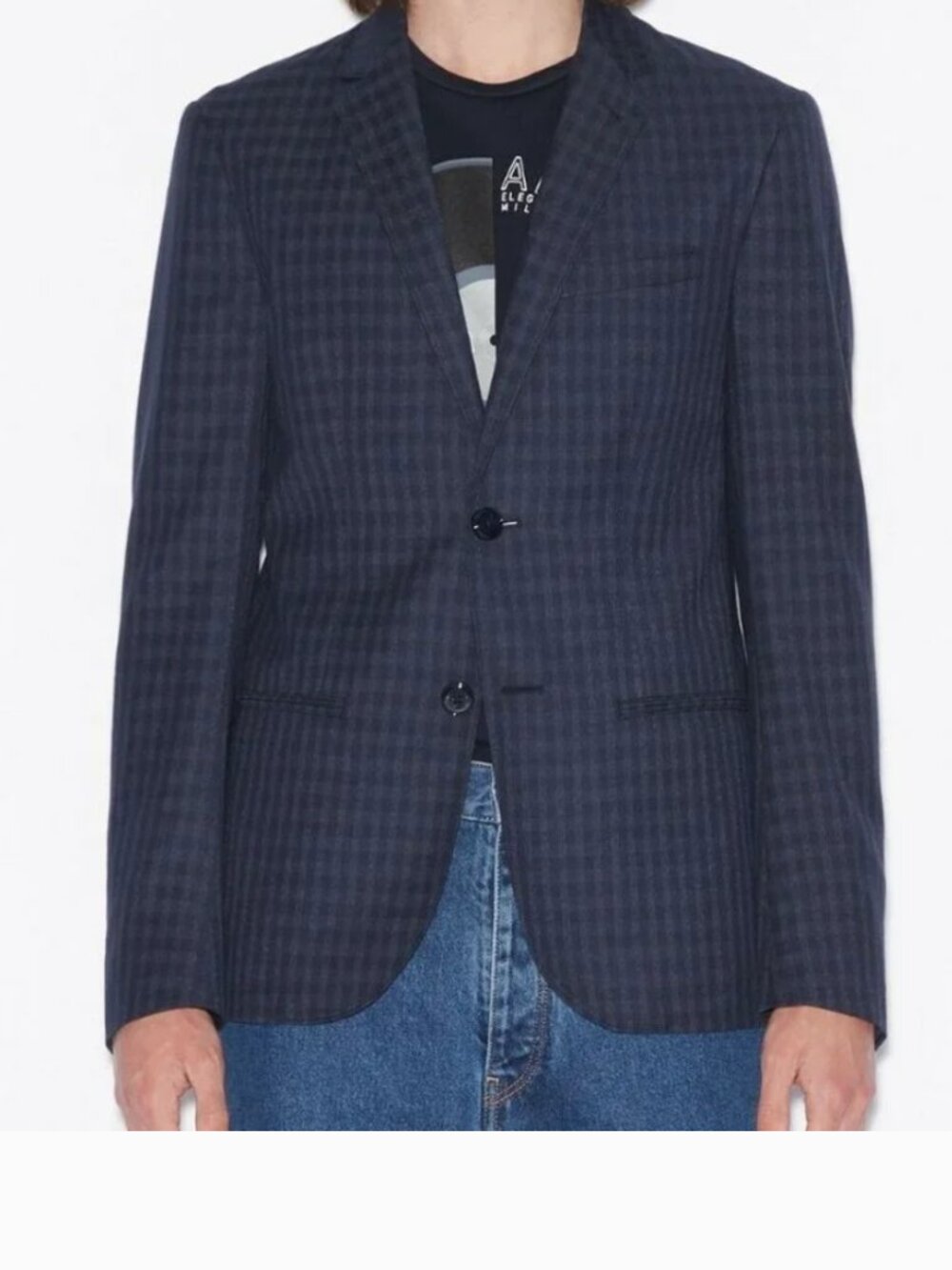 ARMANI EXCHANGE A/X New Men's Navy Grid Two Button Blazer size 46
